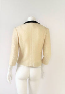 Cream Twirl Wool Blazer & Velvet