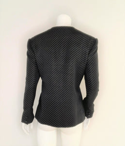 Diagonal Pinstripes Black Blazer