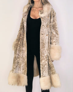 Velvet Grey Coat with Fake Fur