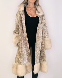 Velvet Grey Coat with Fake Fur