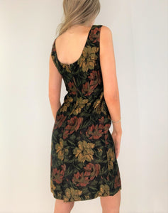 Winter Floral Brocade Dress