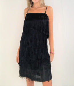 Charleston Black Silk Fringes Dress