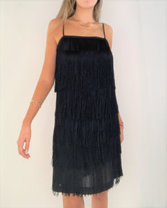 Charleston Black Silk Fringes Dress