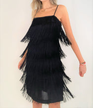 Charger l&#39;image dans la galerie, Charleston Black Silk Fringes Dress
