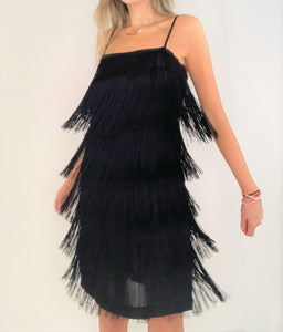 Charleston Black Silk Fringes Dress