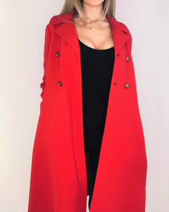 Red Structured Jackie O. Coat